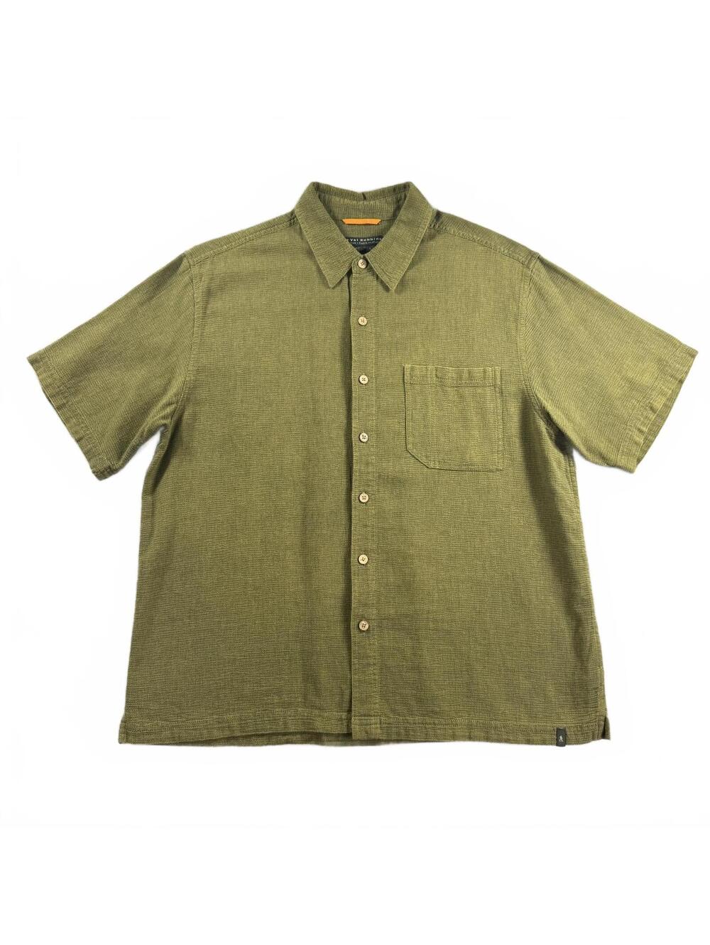 Royal Robbins Mens L Short Sleeve Button Shirt Olive Green Cotton Outdoor